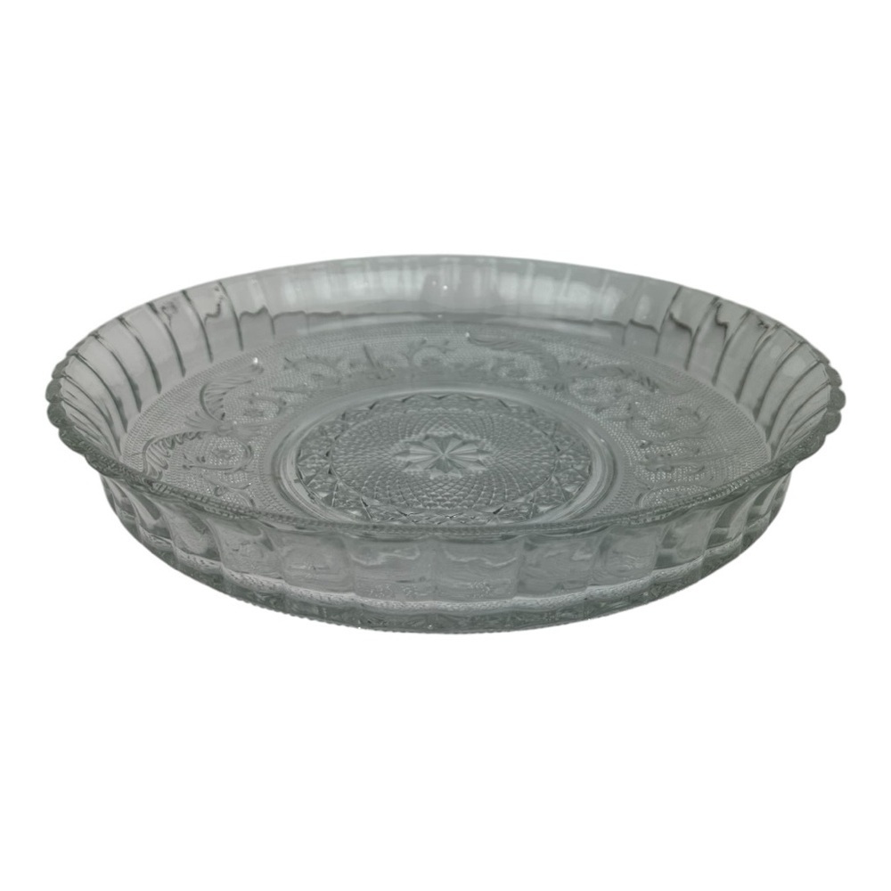 Vintage Fleur De Lis Decorative Glass Serving Dish 12”